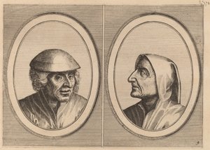 "Kees Geldt-sack" og "Kaarighe Truy" af Johannes and Lucas van Doetechum after Pieter Bruegel the Elder