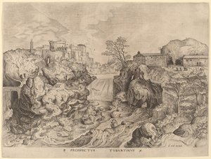 Prospectus Tyburtinus (Udsigt over Tiberen) af Johannes and Lucas van Doetechum after Pieter Bruegel the Elder