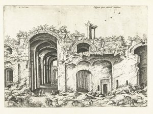 Tredje udsigt over Diocletians bade Romerske ruiner, 1561 (serietitel) af Johannes of Lucas van Doetechum (attributed to)