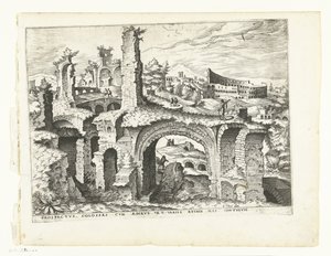 Udsigt over Colosseum Romerske ruiner, 1561 (serietitel) af Johannes of Lucas van Doetechum (attributed to)
