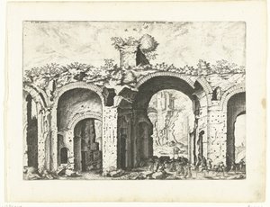 Anden udsigt over Diocletians bade Romerske ruiner, 1561 (serietitel) af Johannes of Lucas van Doetechum (attributed to)