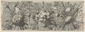 panopli. Frise med romerske våben, overdel Panoplia sev armamentarium... (serietitel)