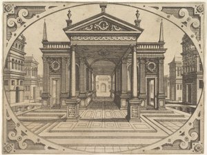 Tallerken fra Scenographiae..., ca. 1560. af Johannes van Doetecum I