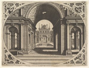 Tallerken fra Varie Architecture, ca. 1560. af Johannes van Doetecum I