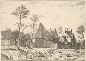 Skur med Sommerhus, fra De små Landskaber, 1559-61.