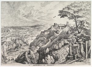 Skt. Hieronymus i ørkenen S. Hieronymus i Deserto fra De store landskaber, ca. 1555-56. af Johannes van Doetecum I