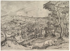 Den belgiske vogn Plaustrum Belgicum fra De store landskaber, ca. 1555-56. af Johannes van Doetecum I