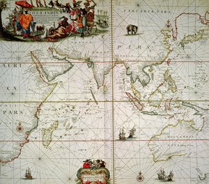 Kort over Afrika, Indien, Det Indiske Ocean og Østindien