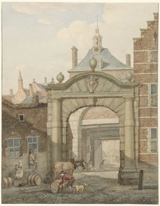 Udsigt gennem en port i Dordrecht af Johannes van Lexmond