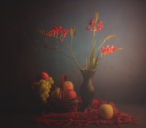 Klassiske blomster og frugt
