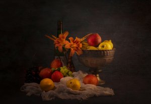 Klassisk frugtstilleben af John-Mei Zhong