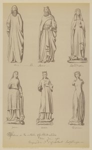 Statuer på ydersiden af Guildhall, City of London (litho) af John (after) Carter
