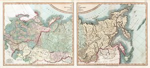 Kort over det russiske imperium opdelt i dets regeringer par Cary, John (ca. 1754-1835). Radering, akvarel af John (after) Cary