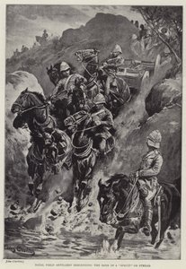 Natal feltartilleri ned ad bredden af en "spire" eller strøm (litho)