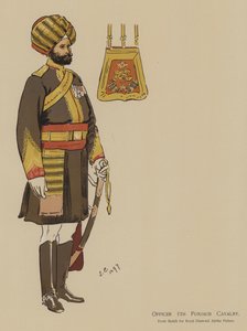 Officer 5th Punjaub Cavalry (farve litho) af John (after) Charlton