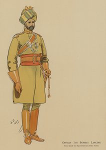 Officer 7th Bombay Lancers (farve litho) af John (after) Charlton