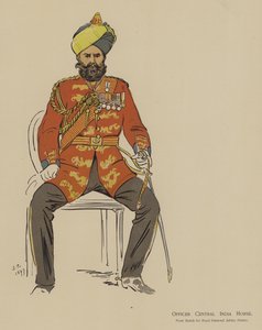 Officer Central India Horse (farve litho)