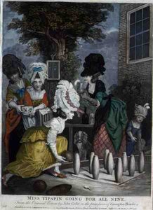 Miss Tipapin Going for All Nine, pub. af Carington Bowles (fl.1744-93) af John (after) Collet