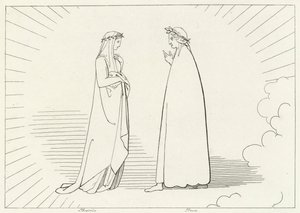 Beatrice og Dante, Paradise, Canto 7 (gravering) af John (after) Flaxman