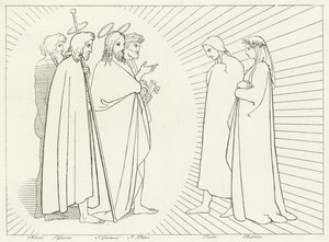 Konference med St John, Paradise, Canto 26 (gravering) af John (after) Flaxman