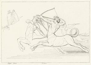 Mødet med kentaurerne, Inferno, Canto 12 (gravering) af John (after) Flaxman