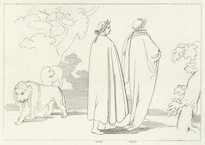Indgangen til den mørke skov, Inferno, Canto 1 (gravering) af John (after) Flaxman