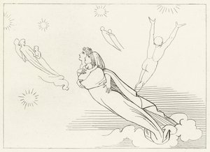 Sjæle vender tilbage til deres sfærer, Paradise, Canto 4 (gravering) af John (after) Flaxman