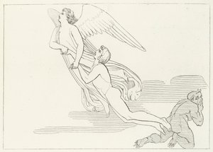 Udfrielsen af Buonaconte, skærsilden, Canto 5 (gravering) af John (after) Flaxman
