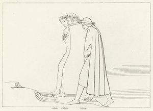 Mødet med Statius, skærsilden, Canto 21 (gravering) af John (after) Flaxman