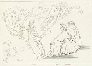 The Return of Cunissa, Paradise, Canto 9 (gravering) af John (after) Flaxman