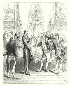Prins Albert og de kongelige kommissærer ved den store udstilling i 1851, Crystal Palace, Hyde Park, London (gravering)