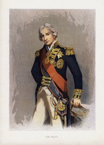 Admiral Lord Nelson, britisk flådekommandant (farve litho) af John (after) Hoppner