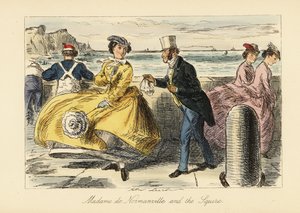 Engelsk herre og dame mødes på Ramsgate-promenaden af John (after) Leech