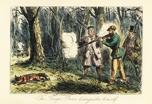 Tysk aristokrat dræber en ræv ved en fejl ved en skydefest af John (after) Leech
