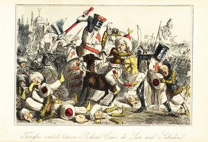Kong Richard I kæmper mod Saladin i slaget ved Arsuf (Azotus), Palæstina af John (after) Leech
