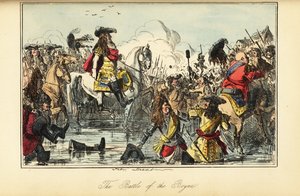 Kong William II krydser floden i slaget ved Boyne, Irland af John (after) Leech