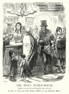 Punch tegnefilm: The Pious Public House (gravering) af John (after) Leech