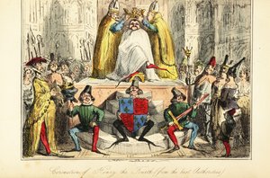 Kroningen af kong Henrik IV af England med en enorm krone af John (after) Leech