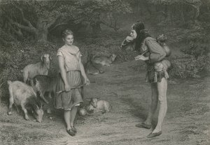 Touchstone og Audrey, As You Like It (gravering)