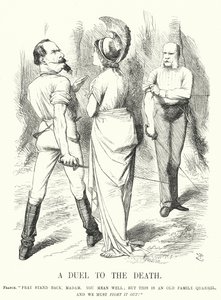Punch tegneserie: A Duel to the Death - den fransk-preussiske krig (gravering) af John (after) Tenniel