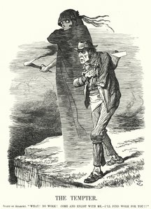 Punch tegneserie: The Tempter - anarkismens fristelse for de arbejdsløse (gravering) af John (after) Tenniel