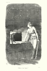 Sir John Tenniel-tegneserie: "Hvad med natten" (kobberstik) af John (after) Tenniel