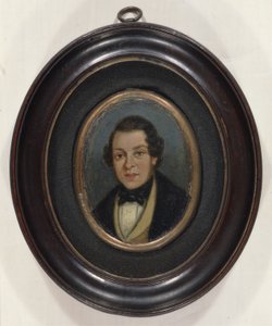 Miniature: Portræt af Abram Constable (1783-1862), bror til kunstneren (olie på bord) af John (attr. to) Constable