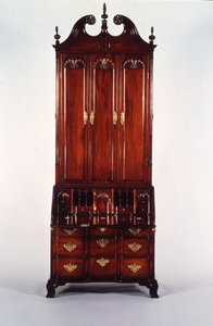 Nicholas Brown Chippendale blok-og-skal skrivebord og reol, ca. 1760-70 (mahogni) af John (attr. to) Goddard