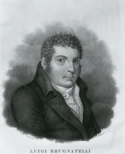 Portræt af Luigi Valentino Brugnatelli (1761-1818), italiensk kemiker og opfinder af galvanisering, ætsning af Luigi Rados (1773-1840) efter tegning af Roberto Focosi (1806-1862)