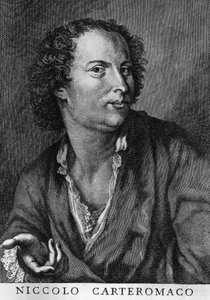 Portræt af Niccolo Forteguerri, også kendt som Niccolo Carteromaco (1674-1735), italiensk digter, gravering af Walter Charles Mills