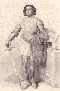 Portræt af Philip af Artois, greve af Eu (1358-1397), gravering, 20x13 cm, fra Galerie Historique de Versailles, Histoire de France, Charles Gavard Publisher, Paris, ca. 1840 af Walter Charles Mills