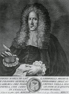 Portræt af Pirro Maria Gabbrielli (1643-1705), italiensk filosof og professor i teoretisk medicin og botanik, gravering af Cosimo Zocchi (aktiv 1740-ca 1787) af Walter Charles Mills