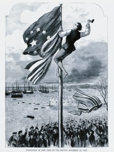 Briterne forlader New York, da det amerikanske flag hejses, 25. november af Walter Charles Mills