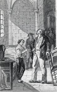 Dauphinen Louis Charles og hans plejer Antoine Simon i Temple-fængslet, gravering af Philippoteaux og Girardet, Franske Revolution, Frankrig af Walter Charles Mills